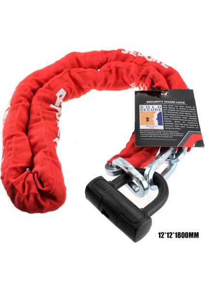 Motosiklet Zincir Halat Çelik Asma Kilit 1 Metre 80CM (180CM)X 12MM Kırmızı Kumaş Kaplı Motor Kilidi