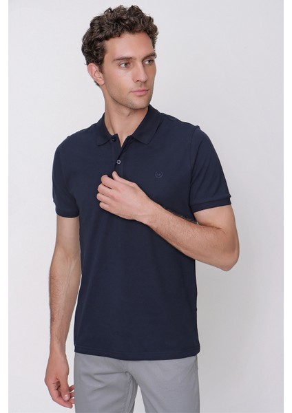 Erkek Lacivert Basic Polo Yaka Dynamic Fit T-Shirt