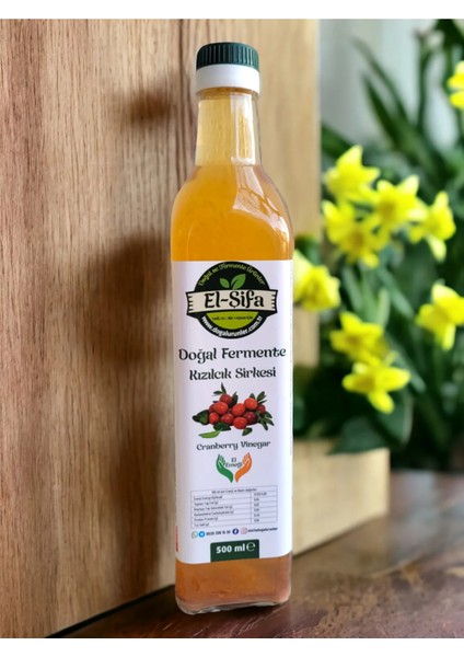 Doğal Fermante Kızılcık Sirkesi 500ML Cam Şişe