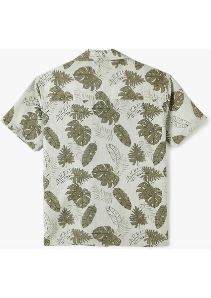 Kısa Kollu Gömlek Floral Baskılı Pamuklu Cep Detaylı fiyatları