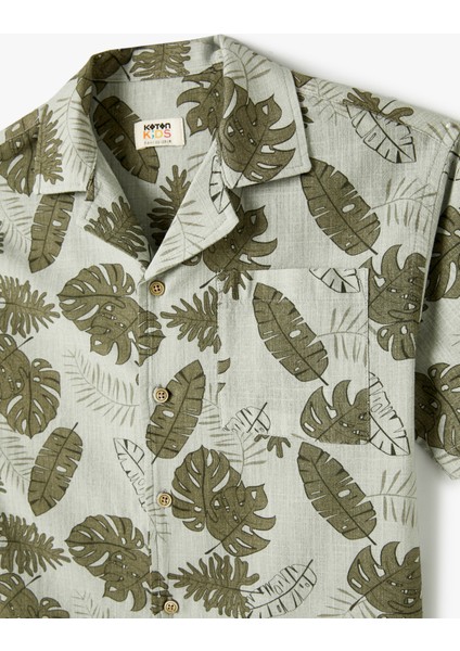 Kısa Kollu Gömlek Floral Baskılı Pamuklu Cep Detaylı modelleri