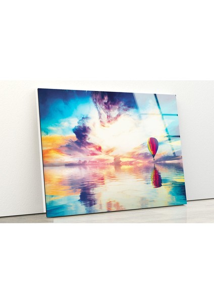 Balonla Deniz Manzarası Cam Duvar Tablosu fiyatları