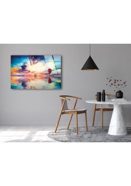 Balonla Deniz Manzarası Cam Duvar Tablosu fırsatları