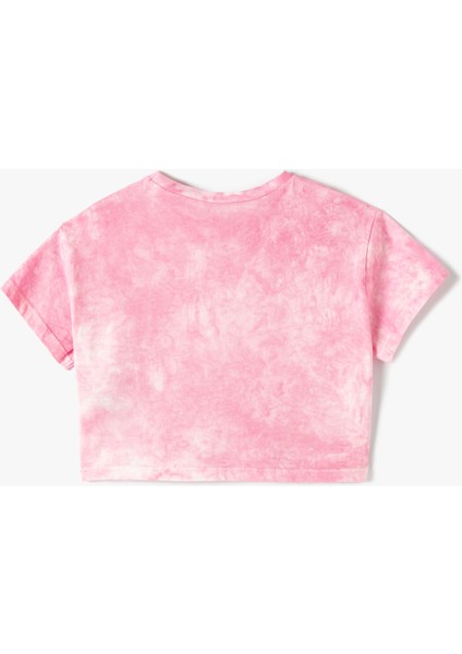 Crop Tişört Batik Desenli Kısa Kollu Pamuklu fiyatları