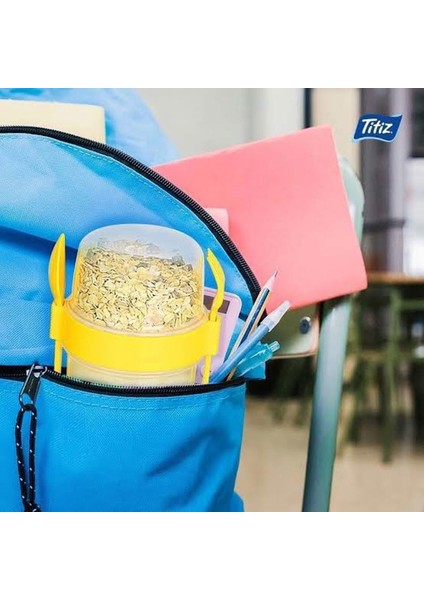 Çift Hazneli Müsli Atıştırmalık Kabı 1100 ml -Kendinden Çatal Kaşıklı Portatif modelleri