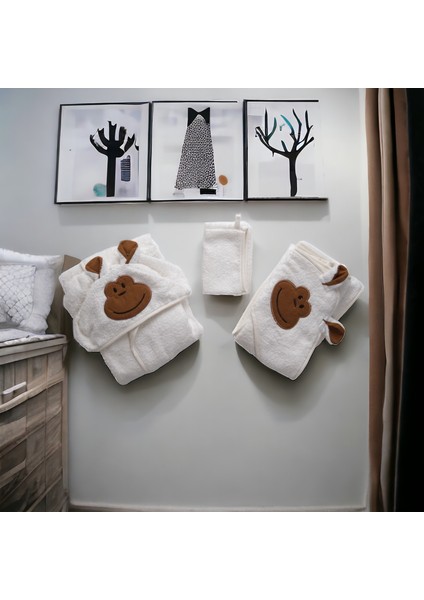 Premium Seri 3 Parça %100 Pamuk Organik Bebek Bornoz Seti Unisex( 0-3 Yaş ) Kutulu fiyatları