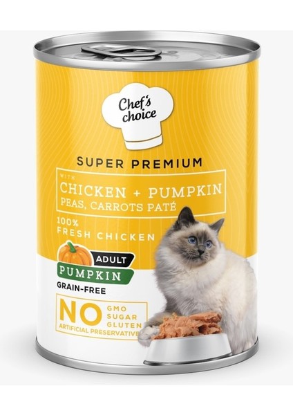 Chefs Choice Tavuklu Balkabaklı Pate Kedi Konservesi 12 x 400 gr