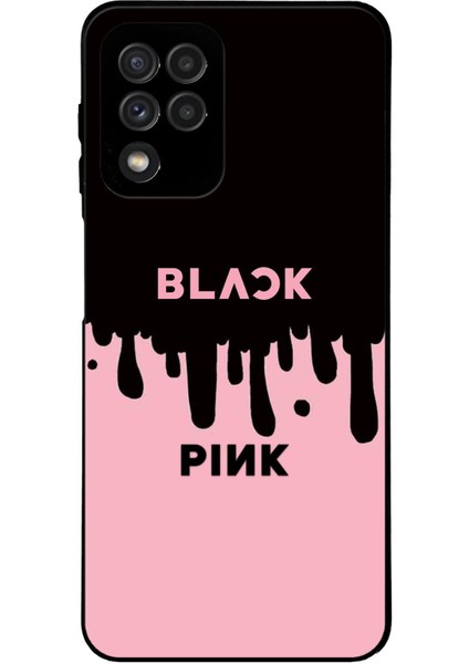 Samsung Galaxy M32 ile Uyumlu Silikon Arkası Cam Kapak Blackpink Tasarımlı Cam Kılıf