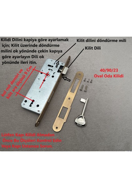 Özen Handles Oval İç Kapı Oda Kilidi Gömme Kilit 45/90/18 Siyah 3 Adet