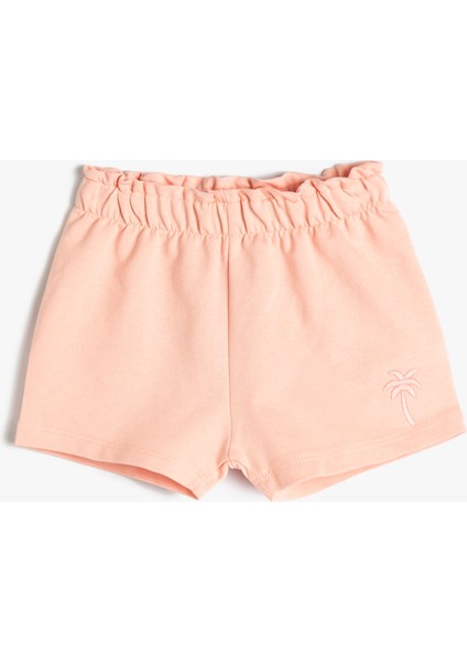 Basic Şort Beli Lastikli Işleme Detaylı Pamuklu