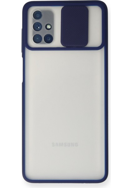 Samsung Galaxy M51 Kılıf Palm Buzlu Kamera Sürgülü Silikon - Lacivert 300099