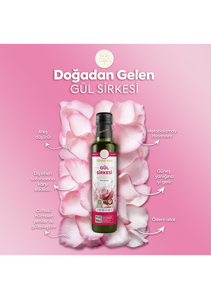 Zühre Ana Gül Sirkesi Doğal Fermantasyon Rose Vinegar 500 ml