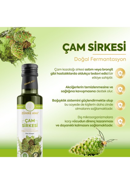 Zühre Ana Çam Sirkesi Doğal Fermantasyon Pine Vinegar 500 ml