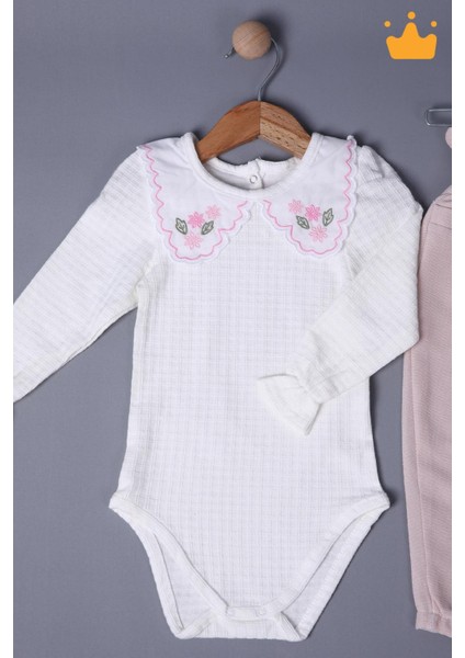 Babyhola Bayramlık Kız Bebek Çocuk Çıtçıtlı Badi Pantolon Şık Alt Üst Takım 2327