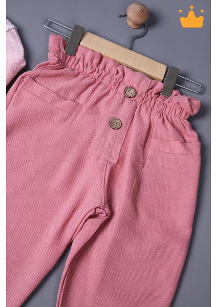 Babyhola Bayramlık Kız Bebek Çocuk Çıtçıtlı Badi Pantolon Şık Alt Üst Takım 2327
