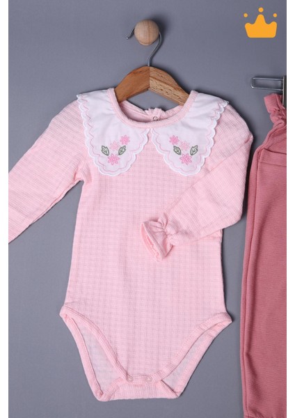 Babyhola Bayramlık Kız Bebek Çocuk Çıtçıtlı Badi Pantolon Şık Alt Üst Takım 2327