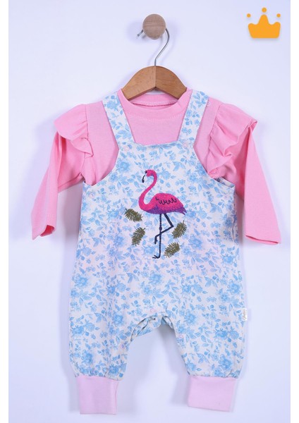 Babyhola Bayramlık Kız Bebek Çocuk Flamingo Bayramlık Salopet Badi Takım 23388