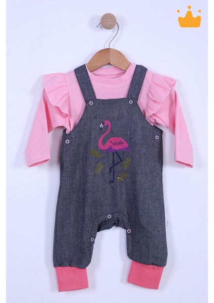 Babyhola Bayramlık Kız Bebek Çocuk Flamingo Bayramlık Salopet Badi Takım 23388