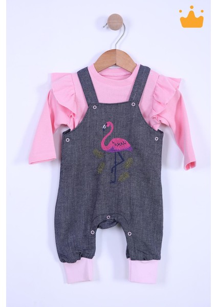 Babyhola Bayramlık Kız Bebek Çocuk Flamingo Bayramlık Salopet Badi Takım 23388