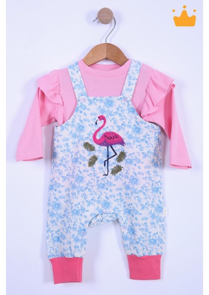 Babyhola Bayramlık Kız Bebek Çocuk Flamingo Bayramlık Salopet Badi Takım 23388