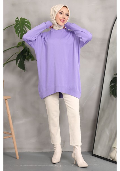 Lila Soğuk İplik Merserize Salaş Triko Kazak fiyatları