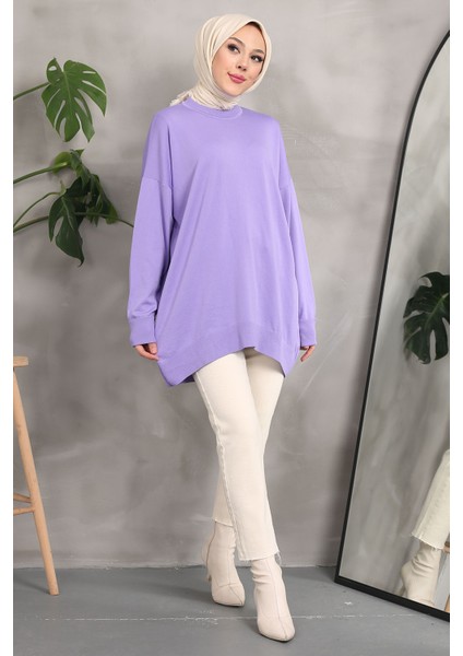 Lila Soğuk İplik Merserize Salaş Triko Kazak modelleri