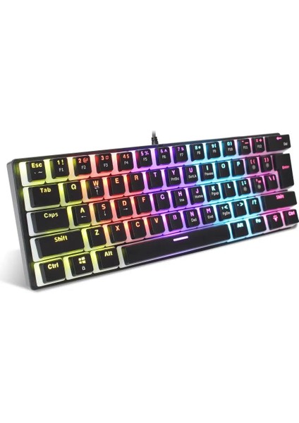 Blue Switch Mekanik Oyuncu Klavye - 61Key Full RGB Pudding Keycap Mavi Tuş HXSJ L700