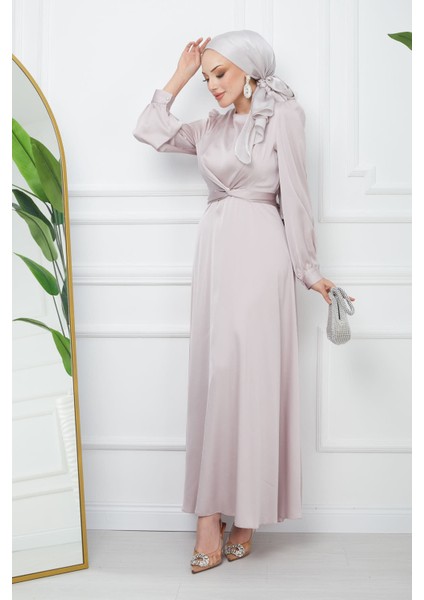 Taş Bağlama Detaylı Saten Abiye modelleri