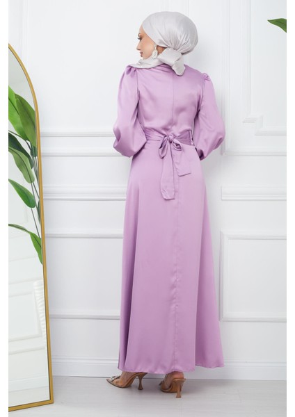 Açık Lila Omuz Piliseli Saten Abiye fırsatları