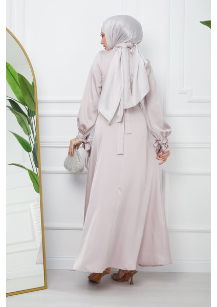 Gold Yaka Detaylı Kol Bağlamalı Saten Abiye fırsatları