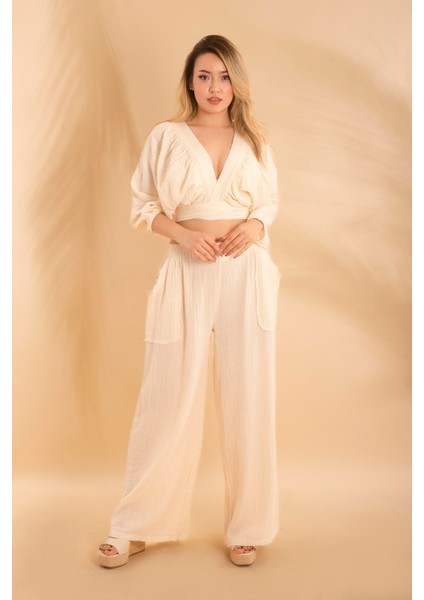 Müslin Pantolon Krem BNTS-23029 fiyatları
