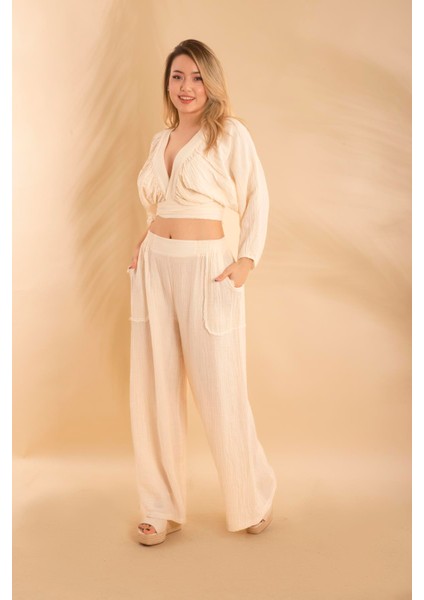 Müslin Crop Beyaz BNTS-23036 fırsatları