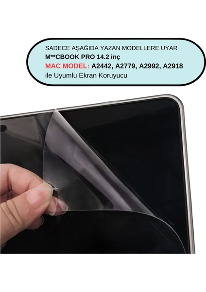 Macbook Pro Ekran Koruyucu 14.2 inç M1-M3 A2442 A2779 A2992 A2918 ile Uyumlu Anti Scratch