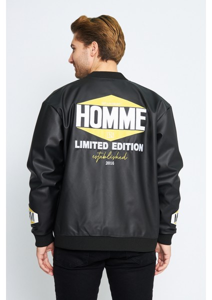 Oversize Deri Homme Nakış Işlemeli Bomber Ceket fiyatları