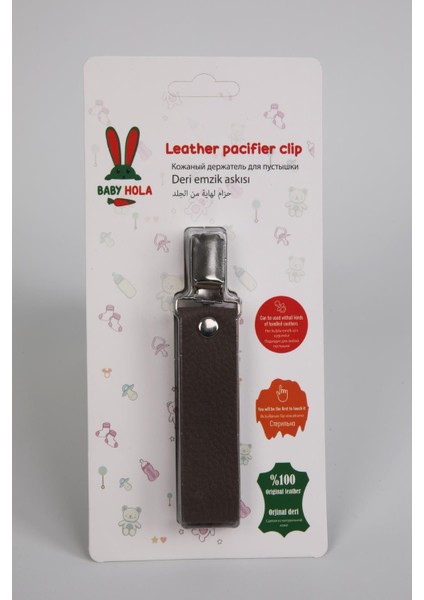Babyhola Emzik Askısı Korumalı Metal Klipsli %100 Hakiki Deri Özel Ambalajlı Hediyelik 1072-1