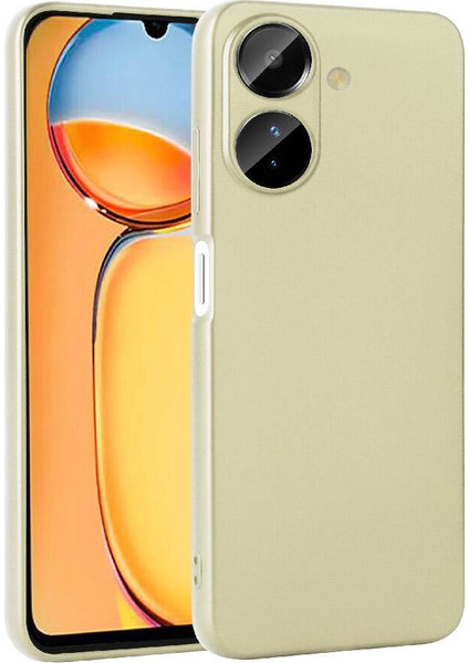 Xiaomi Redmi 13C Kılıf Kamera Korumalı Klasik Mat Renkli Yumuşak Premier Silikon Gold