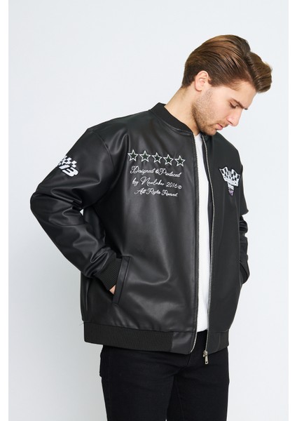Oversize Suni Deri Motosport Astarlı Bomber Ceket fırsatları
