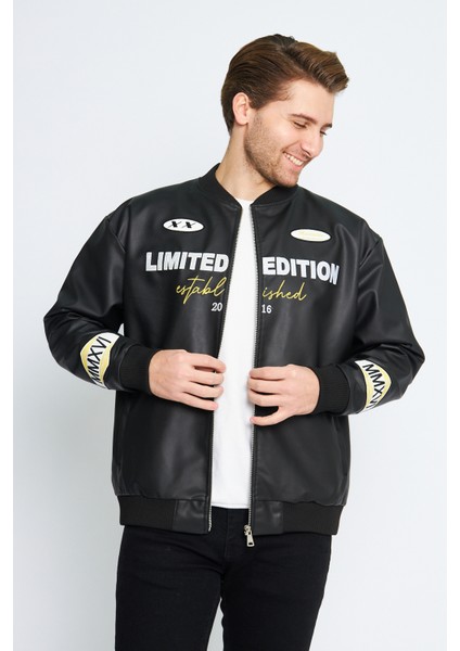 Oversize Deri Homme Nakış Işlemeli Bomber Ceket fırsatları