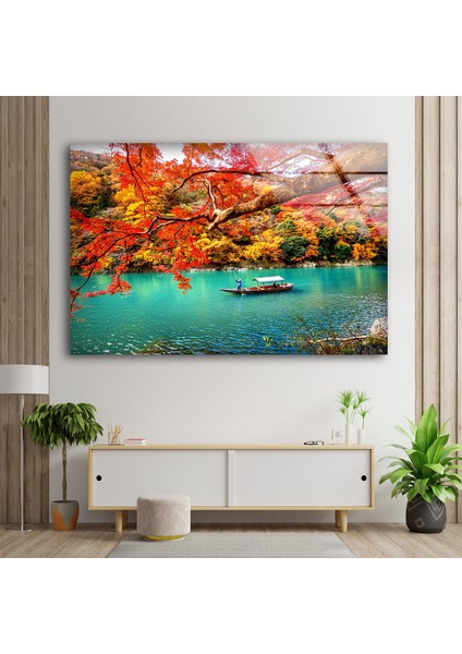Göl Manzarası Temperli Cam Duvar Tablosu