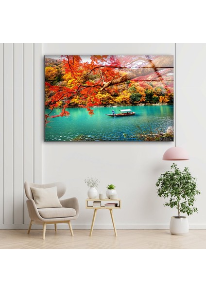 Göl Manzarası Temperli Cam Duvar Tablosu fiyatları