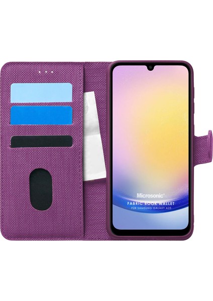 Samsung Galaxy A25 Kılıf Fabric Book Wallet Mor
