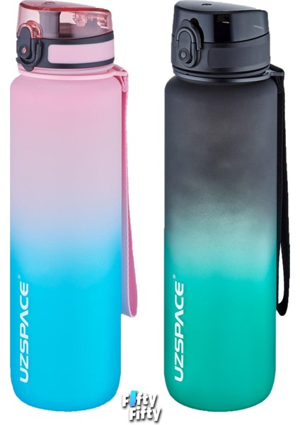 2'li Tritan Matara Seti 1000ML Büyük Boy Çift Renk Softtouch Ff Collection Tritan Su Matarası