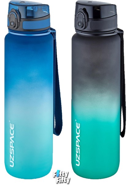 2'li Tritan Matara Seti 1000ML Büyük Boy Çift Renk Softtouch Ff Collection Tritan Su Matarası