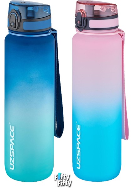2'li Tritan Matara Seti 1000ML Büyük Boy Çift Renk Softtouch Ff Collection Tritan Su Matarası