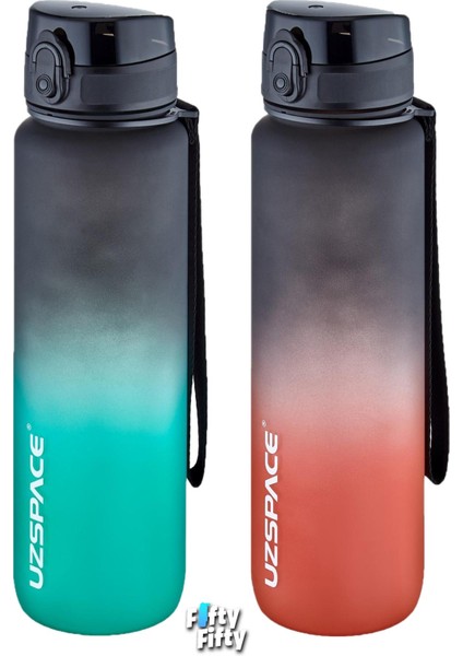 2'li Tritan Matara Seti 1000ML Büyük Boy Çift Renk Softtouch Ff Collection Tritan Su Matarası