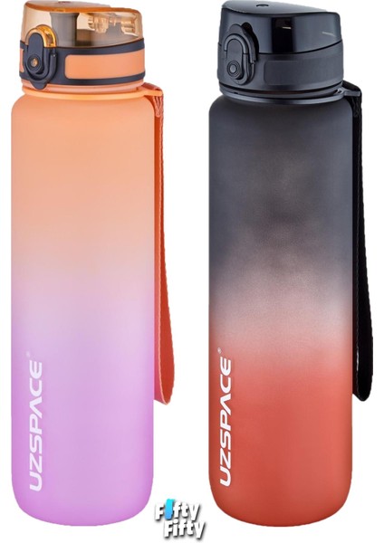 2'li Tritan Matara Seti 1000ML Büyük Boy Çift Renk Softtouch Ff Collection Tritan Su Matarası