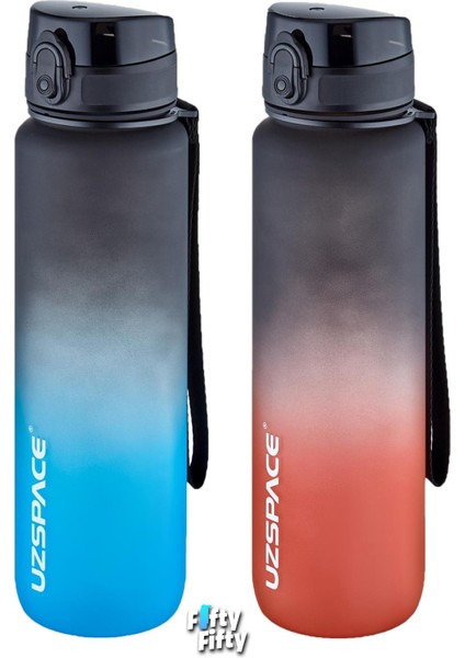 2'li Tritan Matara Seti 1000ML Büyük Boy Çift Renk Softtouch Ff Collection Tritan Su Matarası