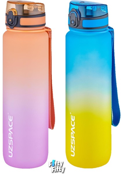 2'li Tritan Matara Seti 1000ML Büyük Boy Çift Renk Softtouch Ff Collection Tritan Su Matarası