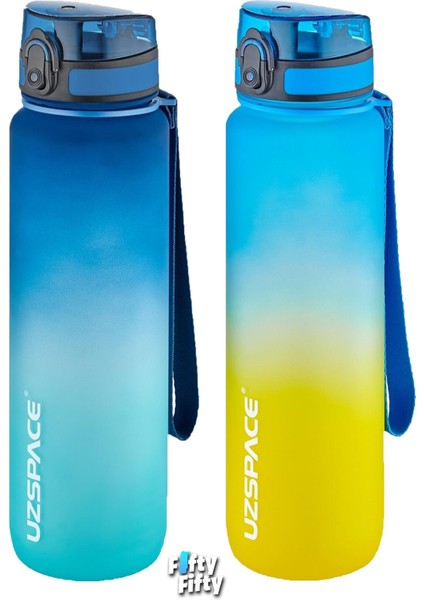 2'li Tritan Matara Seti 1000ML Büyük Boy Çift Renk Softtouch Ff Collection Tritan Su Matarası