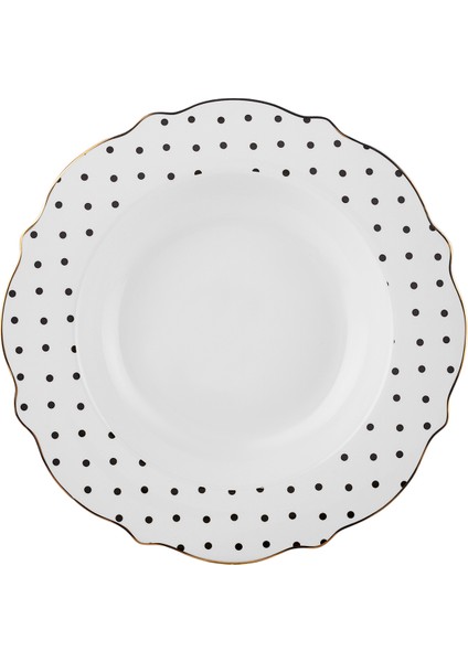 New Romantic Puantiyeli Çukur Tabak 24 Cm Siyah